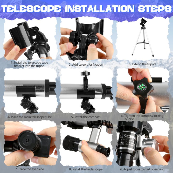 Telescope for Kids Beginners Ages 8-12 Years, 50/360mm Portable Astronomy Telescope(60X) with Tripod, STEM Toys Birthday Christmas Gift.