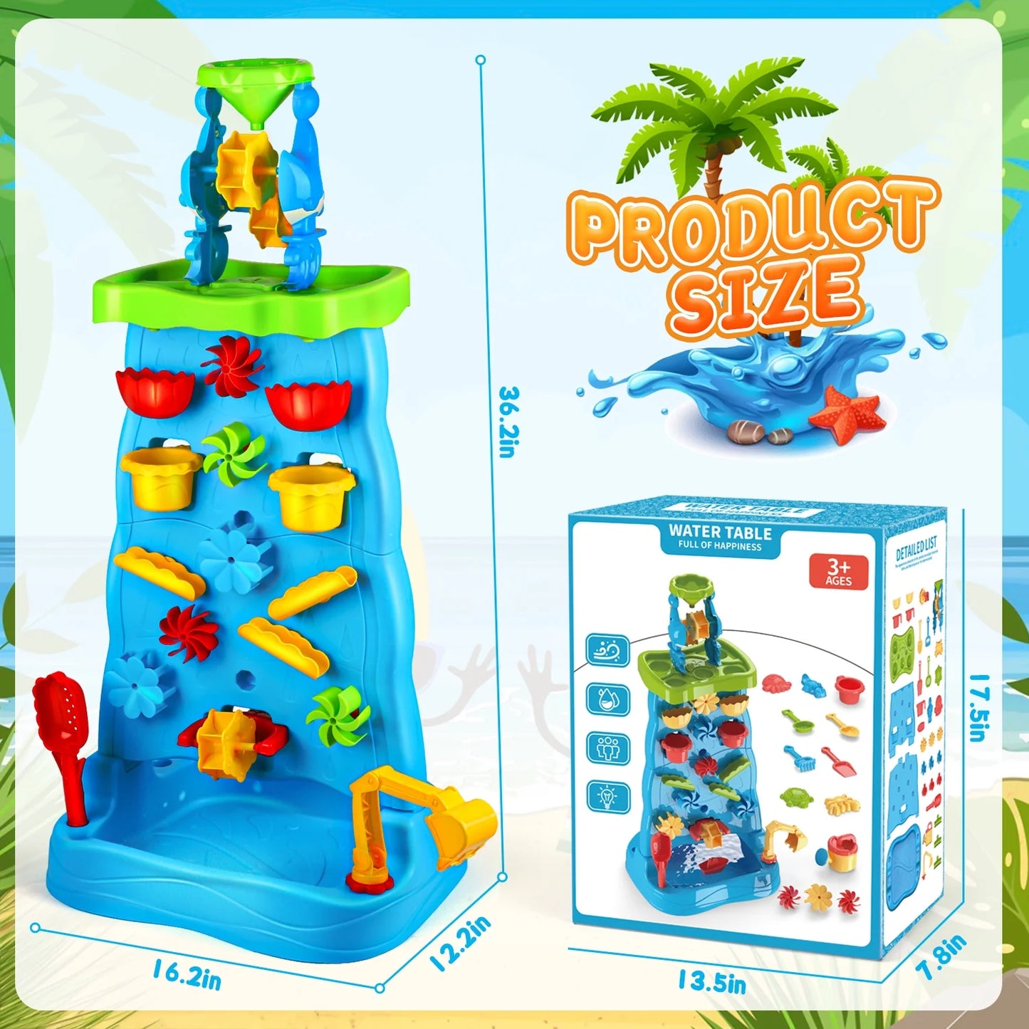 Water Table for Toddlers Age 3 4 5 6 Years, Outdoor Summer Beach Toys for Kids.(Blue)