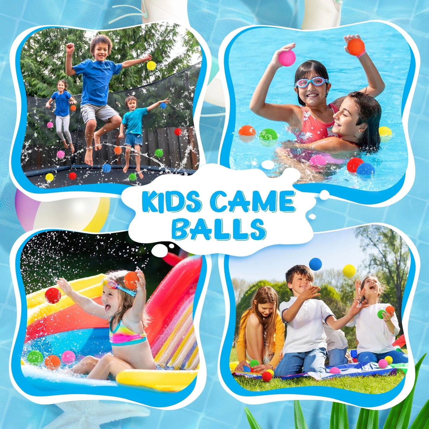 Pool Party Favor for Kids Ages 3-12, 60PCS Summer Pool/Beach Outdoor Toys with Bubble Wand, Sunglasse, Soft Water Balls, Pool Water Balls and Whistle.