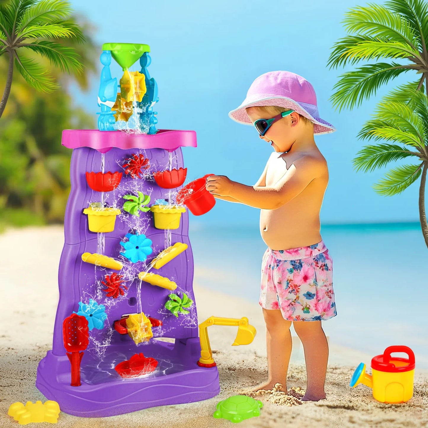 Water Table for Toddlers Age 3 4 5 6 Years, Outdoor Summer Beach Toys for Kids.(Purple)