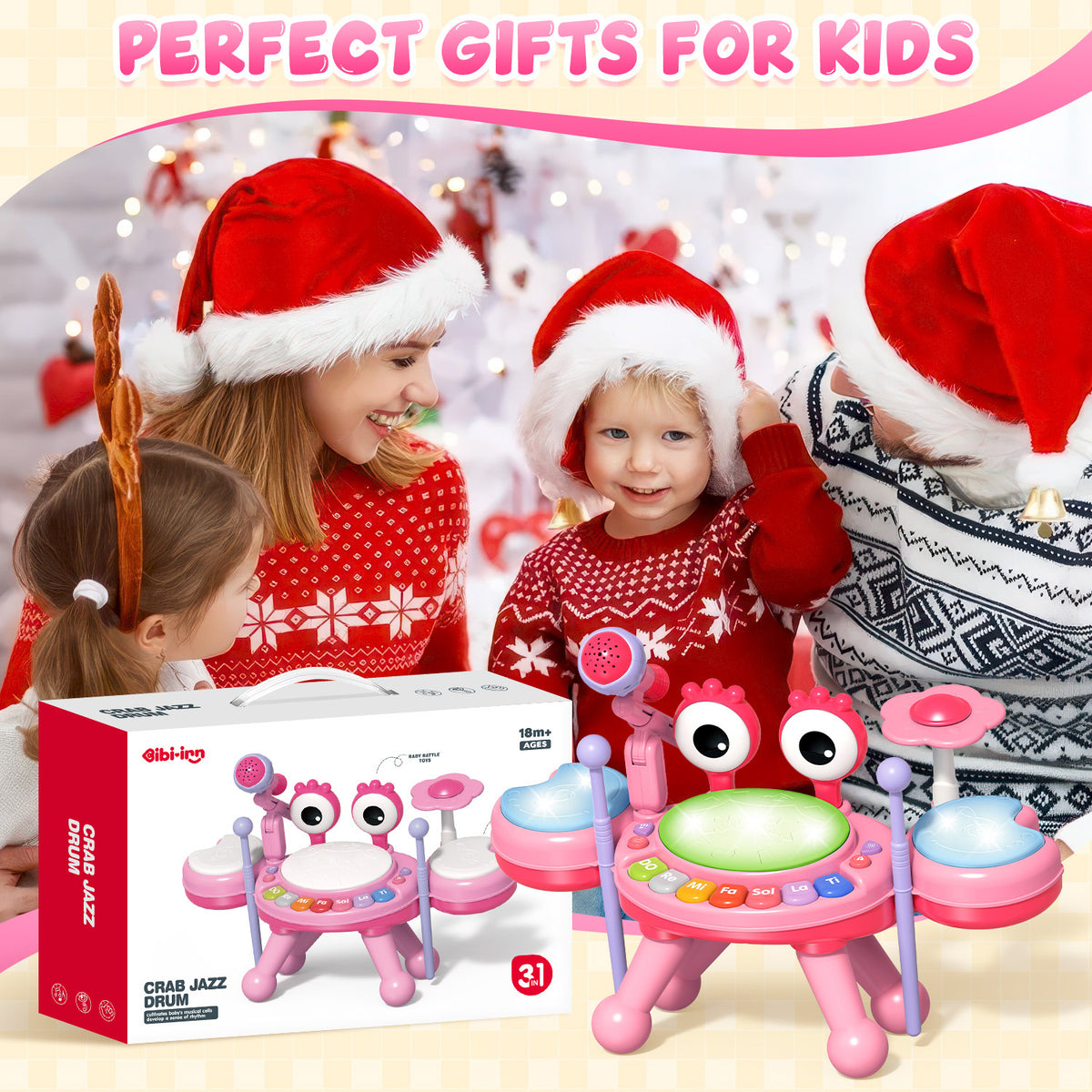 Baby Toys, Toddler Drum Set for Ages 1 2 3 4, Baby Drum Toys for Ages 2-4 Years Old,with Light up and Music Instruments Birthday Gift for Toddlers.