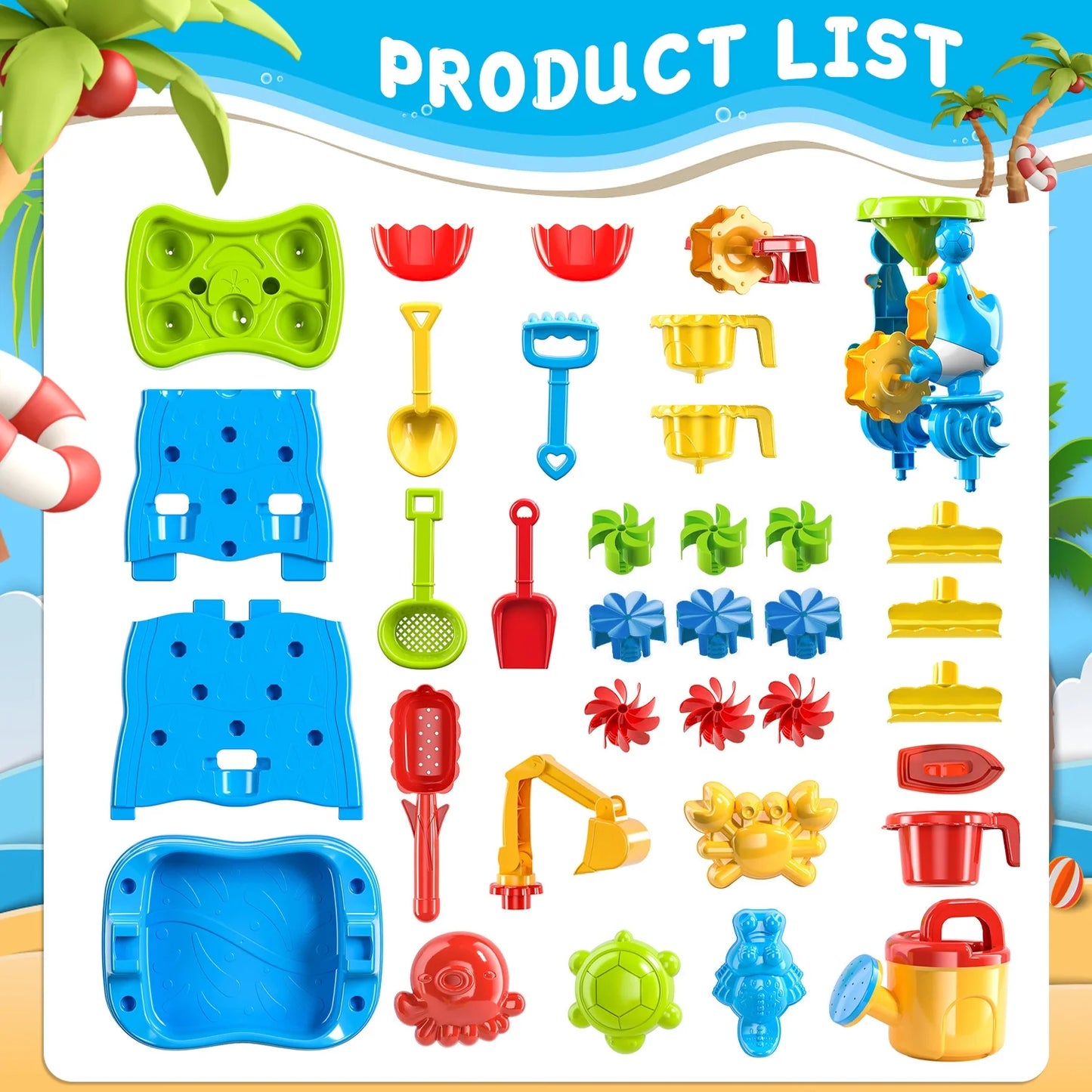 Water Table for Toddlers Age 3 4 5 6 Years, Outdoor Summer Beach Toys for Kids.(Blue)