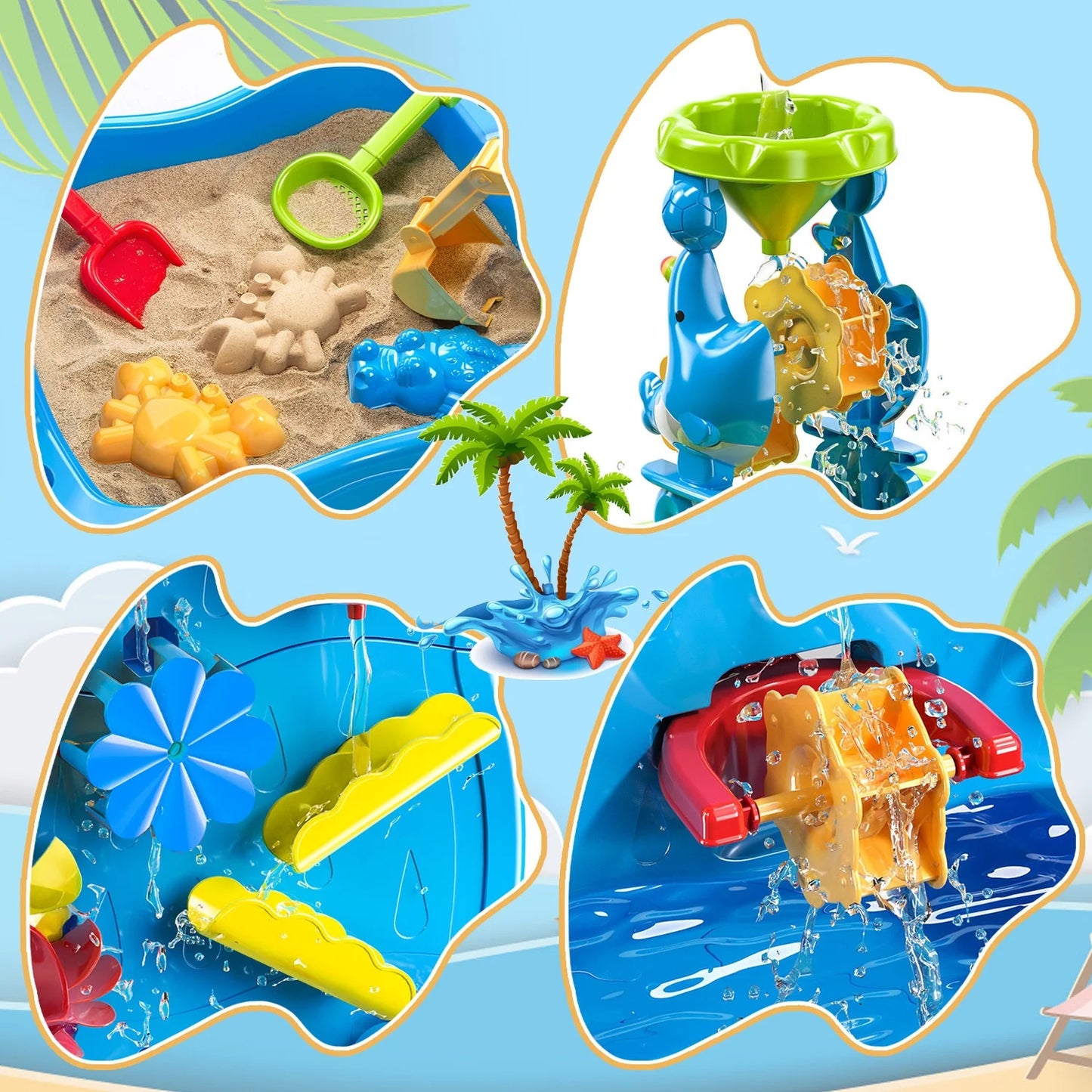 Water Table for Toddlers Age 3 4 5 6 Years, Outdoor Summer Beach Toys for Kids.(Blue)