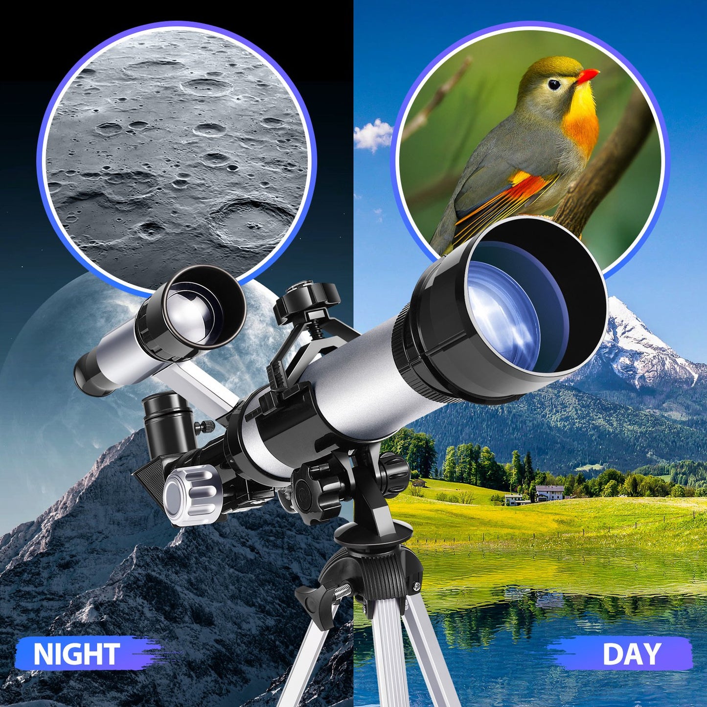 Telescope for Kids Beginners Ages 8-12 Years, 50/360mm Portable Astronomy Telescope(60X) with Tripod, STEM Toys Birthday Christmas Gift.