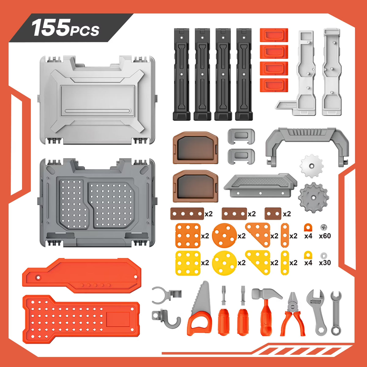 155Pcs Kids Tool Set, Toddler Workbench Toys for Boys 2 3 4 5 Years, Toddler Tool Bench Birthday Christmas Boy Gift for Toddlers Ages 2-4 3-5.