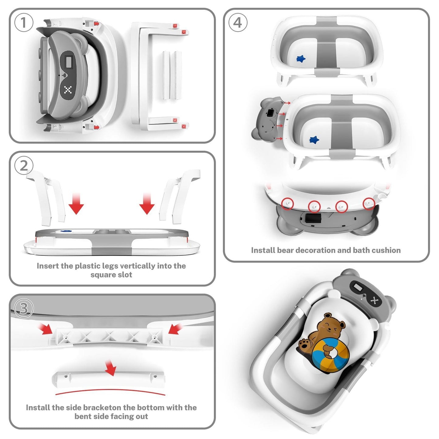 Baby Bathtub, Foldable Portable Bathtub for Infant to Toddler Ages 0-6-12-18-24-36 Months.
