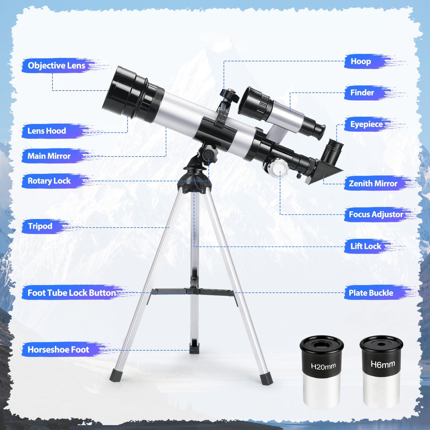 Telescope for Kids Beginners Ages 8-12 Years, 50/360mm Portable Astronomy Telescope(60X) with Tripod, STEM Toys Birthday Christmas Gift.