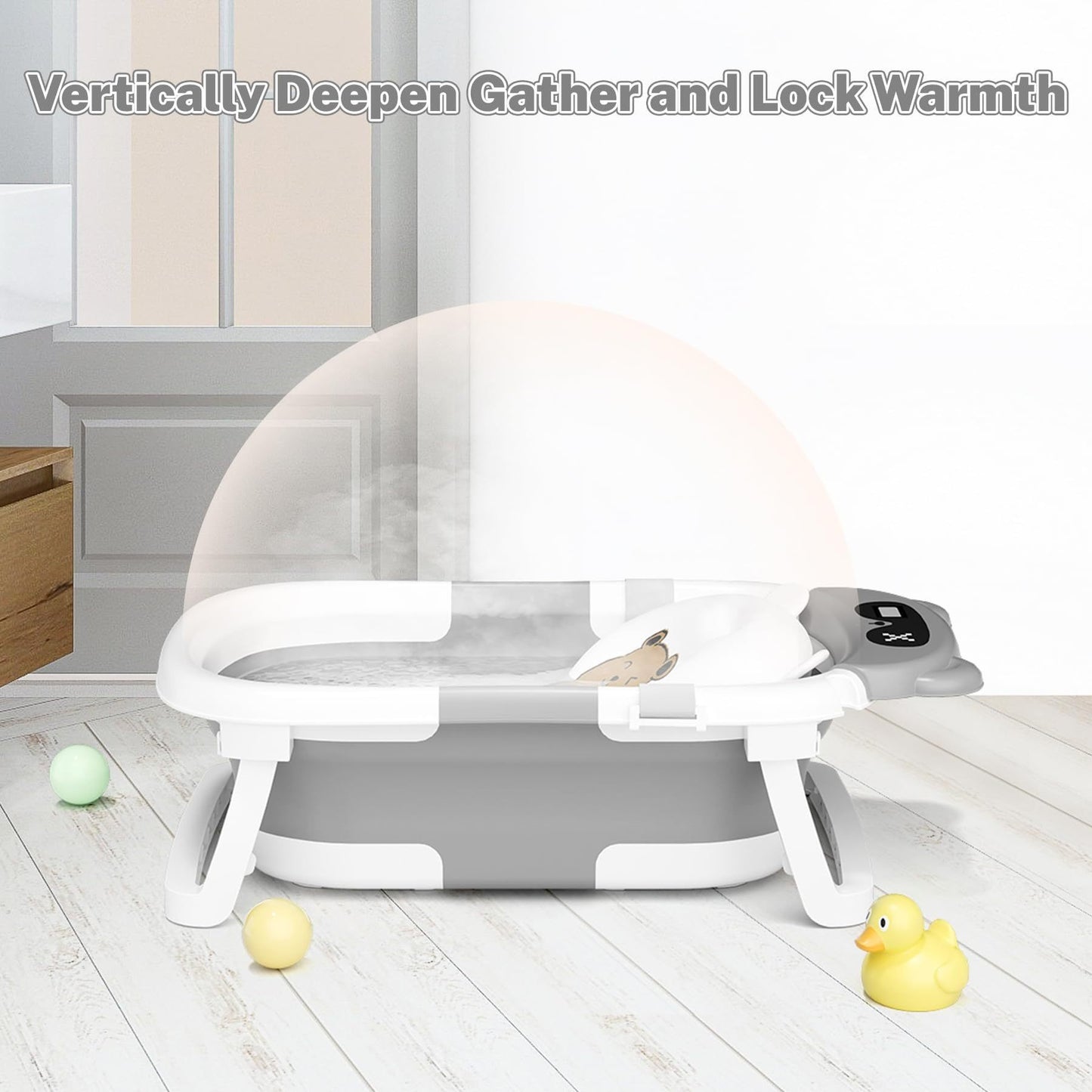 Baby Bathtub, Foldable Portable Bathtub for Infant to Toddler Ages 0-6-12-18-24-36 Months
