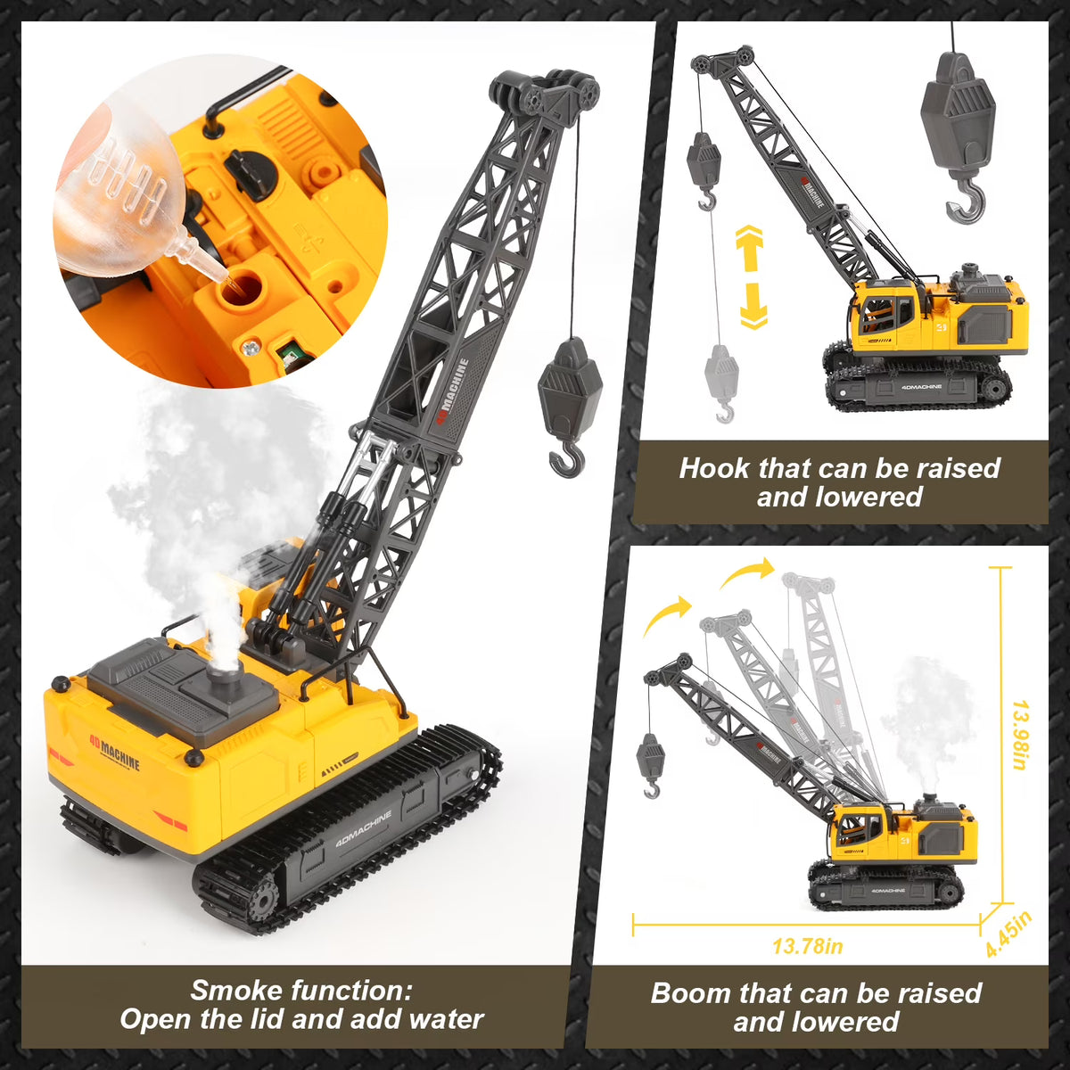 RC Crane Toy for Boys 3-8 Years, 1:18 Scale Remote Control Construction Vehicle with Light & Sound, Rechargeable STEM Educational Toy, Kids Construction Truck Gift for Birthday.