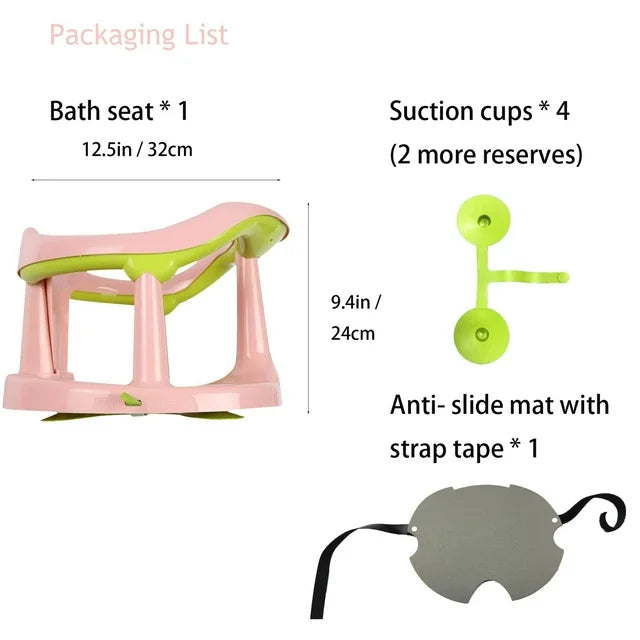 Bath Seat with Non-Slip Mat, Bath Tub Chair with Suction Cups, Bath Tools Gift for Toddlers 6 9 12 18 Months,Pink.