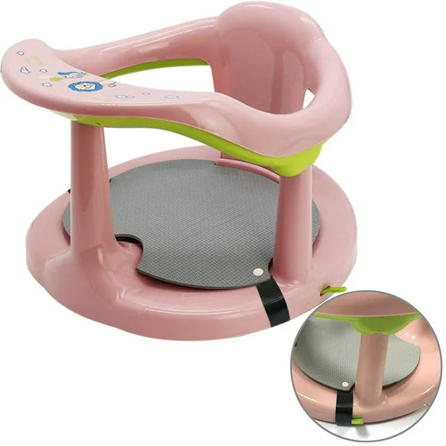 Bath Seat with Non-Slip Mat, Bath Tub Chair with Suction Cups, Bath Tools Gift for Toddlers 6 9 12 18 Months,Pink.