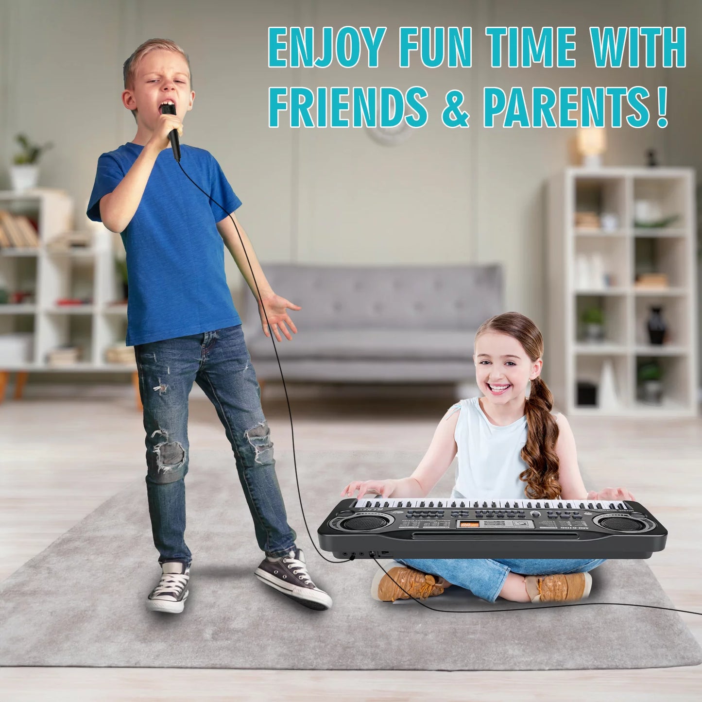 Electronic Piano Keyboard for Kids, 61 Key Beginner Electric Piano for Gift with Microphone,Digital Music Piano for Kids Ages 5-12.