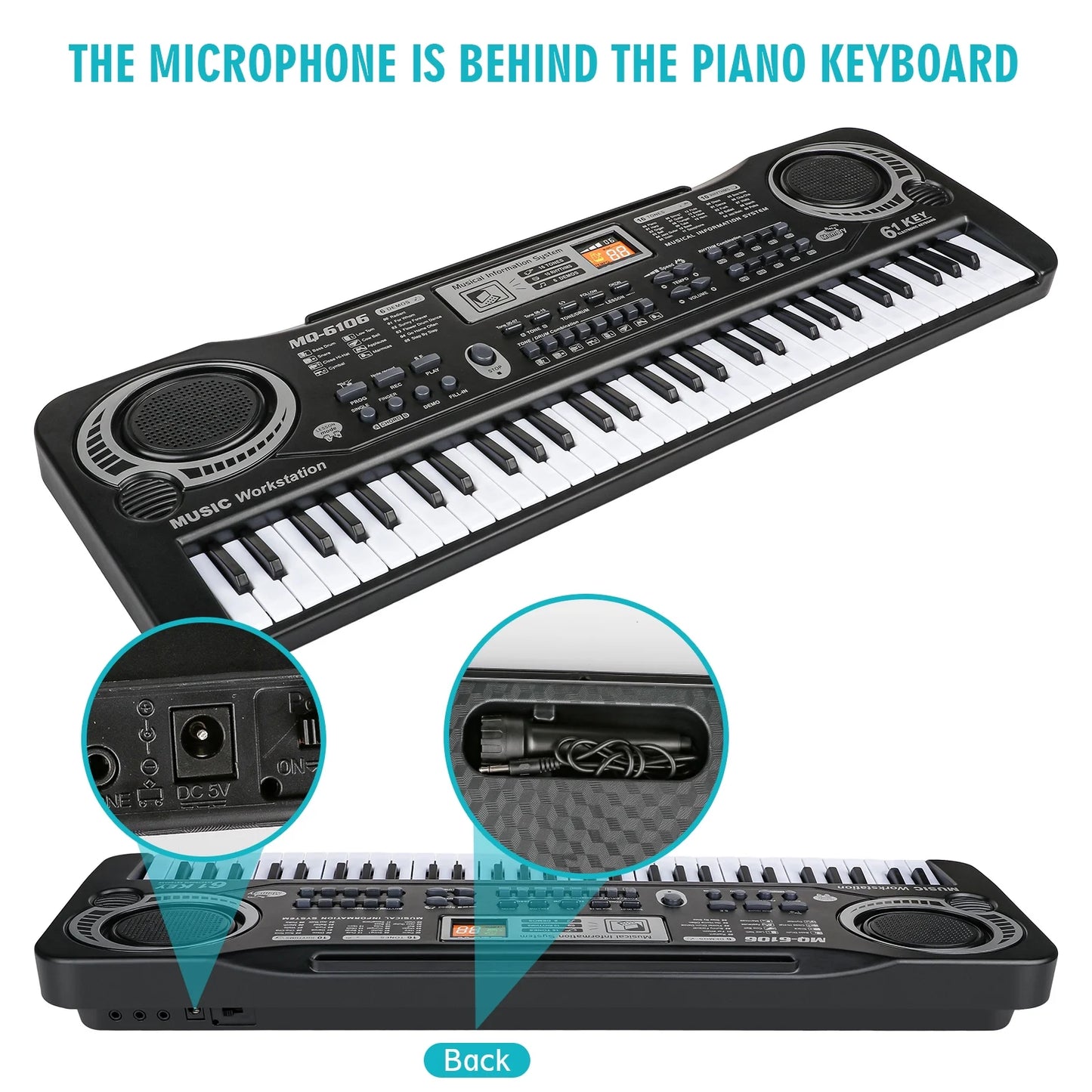 Electronic Piano Keyboard for Kids, 61 Key Beginner Electric Piano for Gift with Microphone,Digital Music Piano for Kids Ages 5-12.