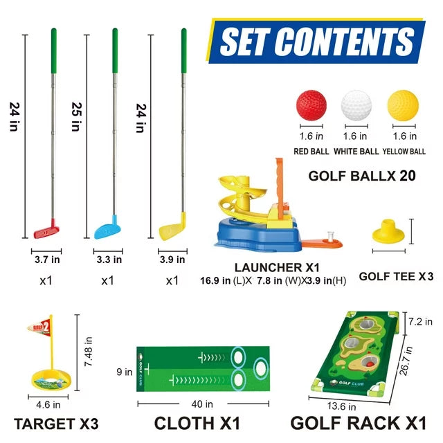 Toddler Golf Clubs Kids Golf Toy Set, 20 Balls 3 Golf Clubs Indoor & Outdoor Sport Games Toy, Birthday Christmas Gifts for 3 4 5 6+ Year Old Boys Girls