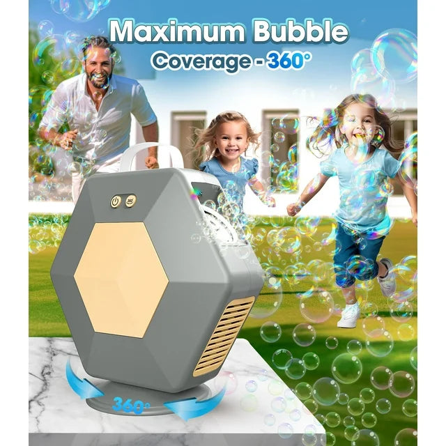 Bubble Machine Blower, Automatic 360° Bubble Blower 16000+/min Bubble Maker Toy for Kids Outdoor/Indoor Party Gift