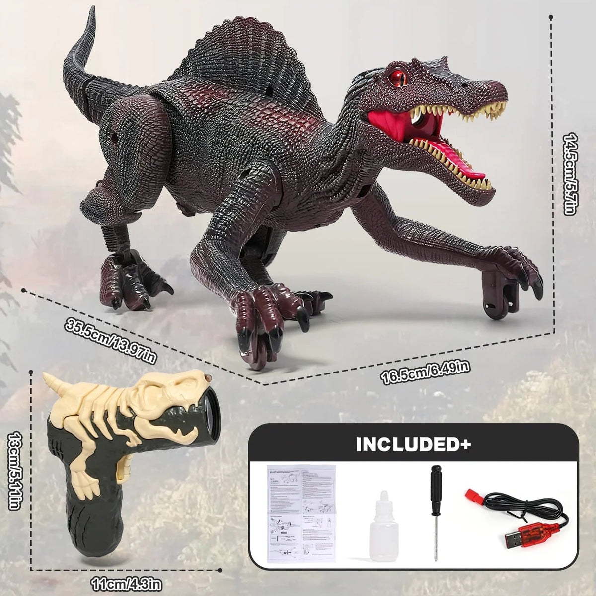Remote Control Dinosaur Toys for Boys 3-6 Years, Electronic RC Spinosaurus Robot Dinosaurs with Spray & Light & Roar, Realistic Walking Dinosaur Toys Birthday Gifts for Boys and Girls.