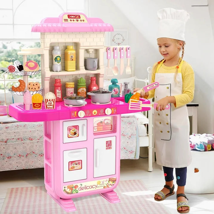 Play Kitchen Set, Toys for Girl Ages 2-4 Years, Kitchen Accessories with Light and Sound, Kids Kitchen Gifts for Girls 2 3 4 Years.(36" x 24" x 11")