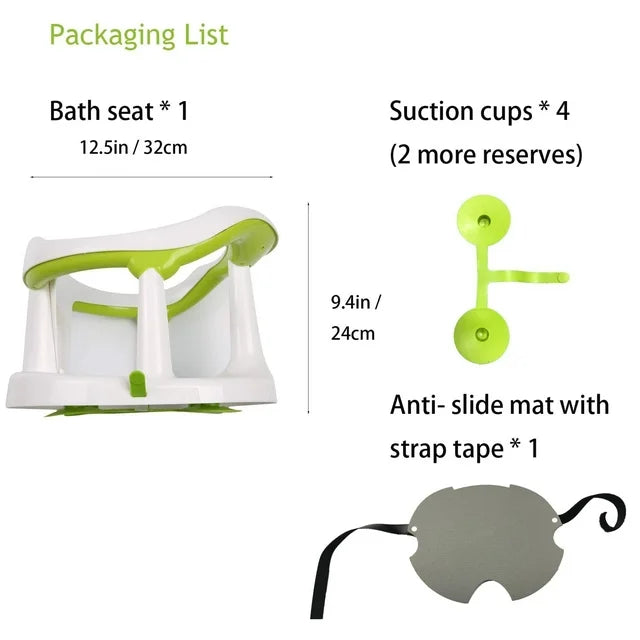 Bath Seat with Non-Slip Mat, Bath Tub Chair with Suction Cups for 6 9 12 18 Months,White.