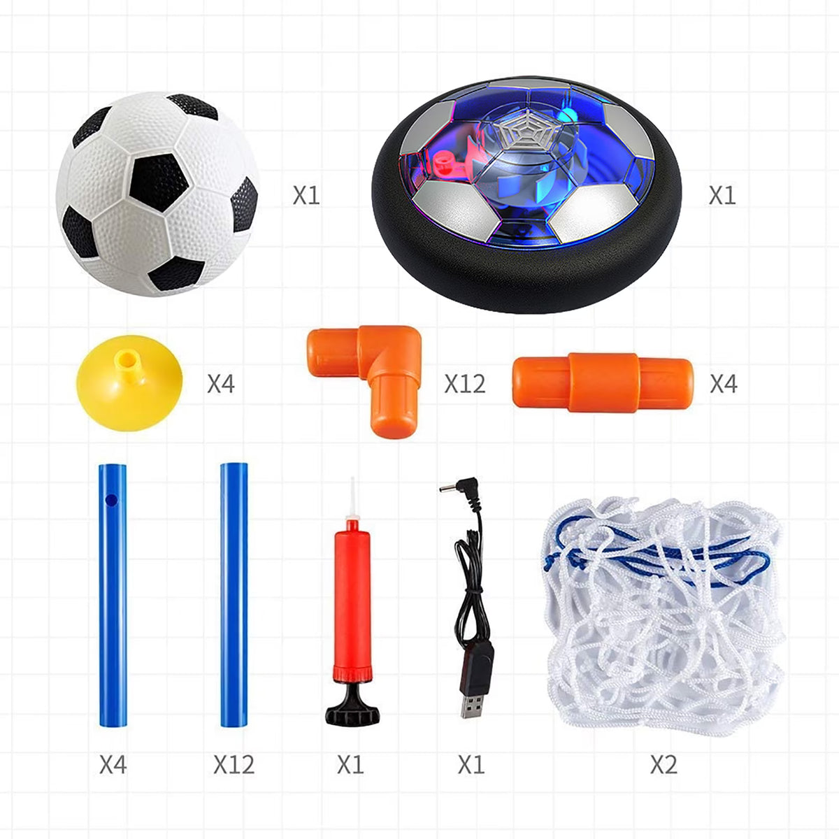 Hover Soccer Ball Set with 2 Goals for Kids, LED Rechargeable Indoor/Outdoor Games, Boy Toys for Kids, Christmas/Birthday Gift for Boys 3-12 Years Old.