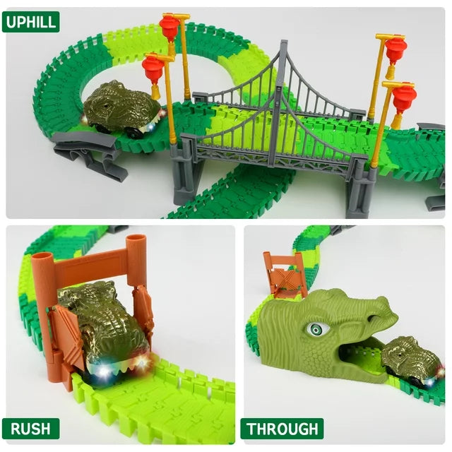 Dinosaur Toys,Create A Dinosaur World Road Race,Flexible Track Playset