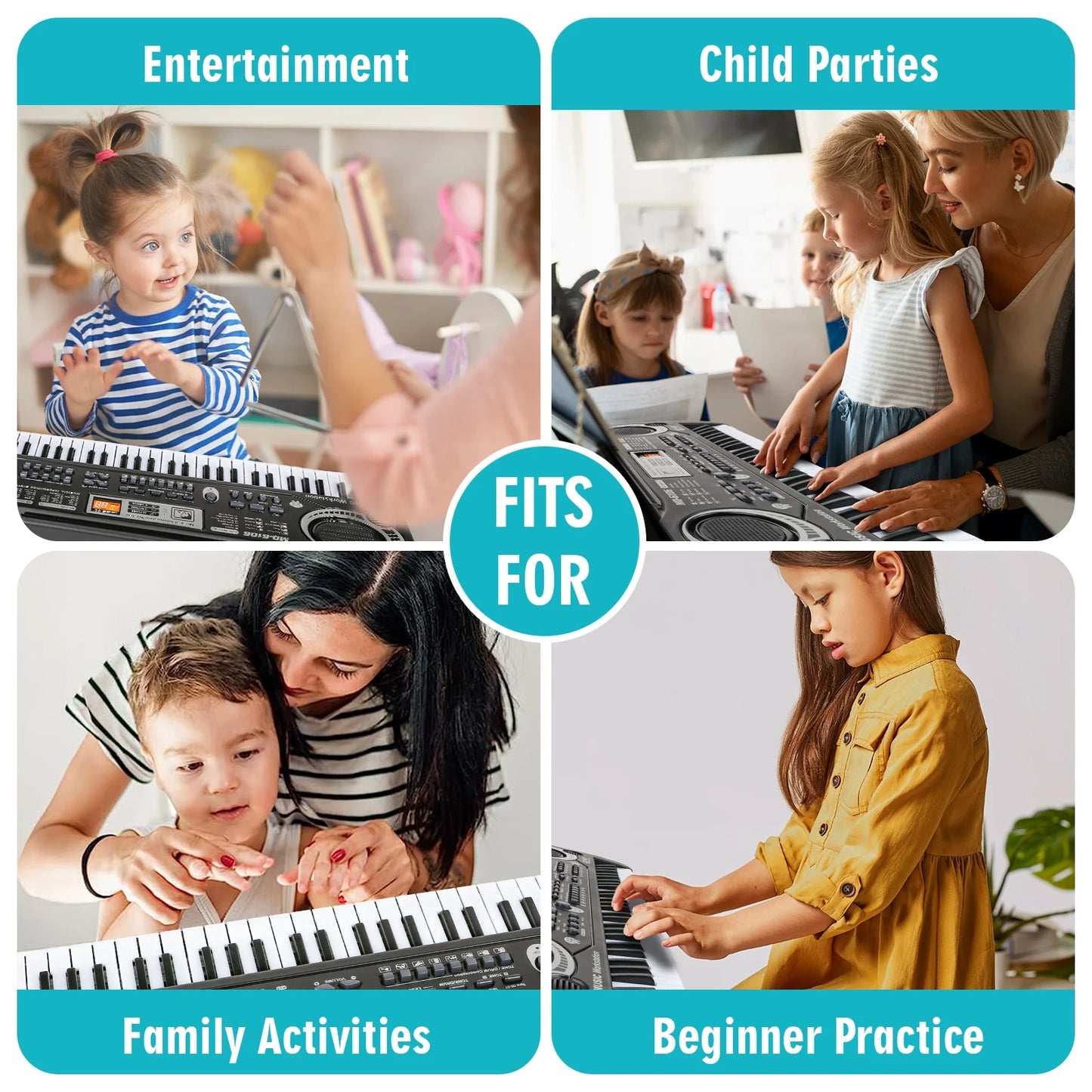 Electronic Piano Keyboard for Kids, 61 Key Beginner Electric Piano for Gift with Microphone,Digital Music Piano for Kids Ages 5-12.