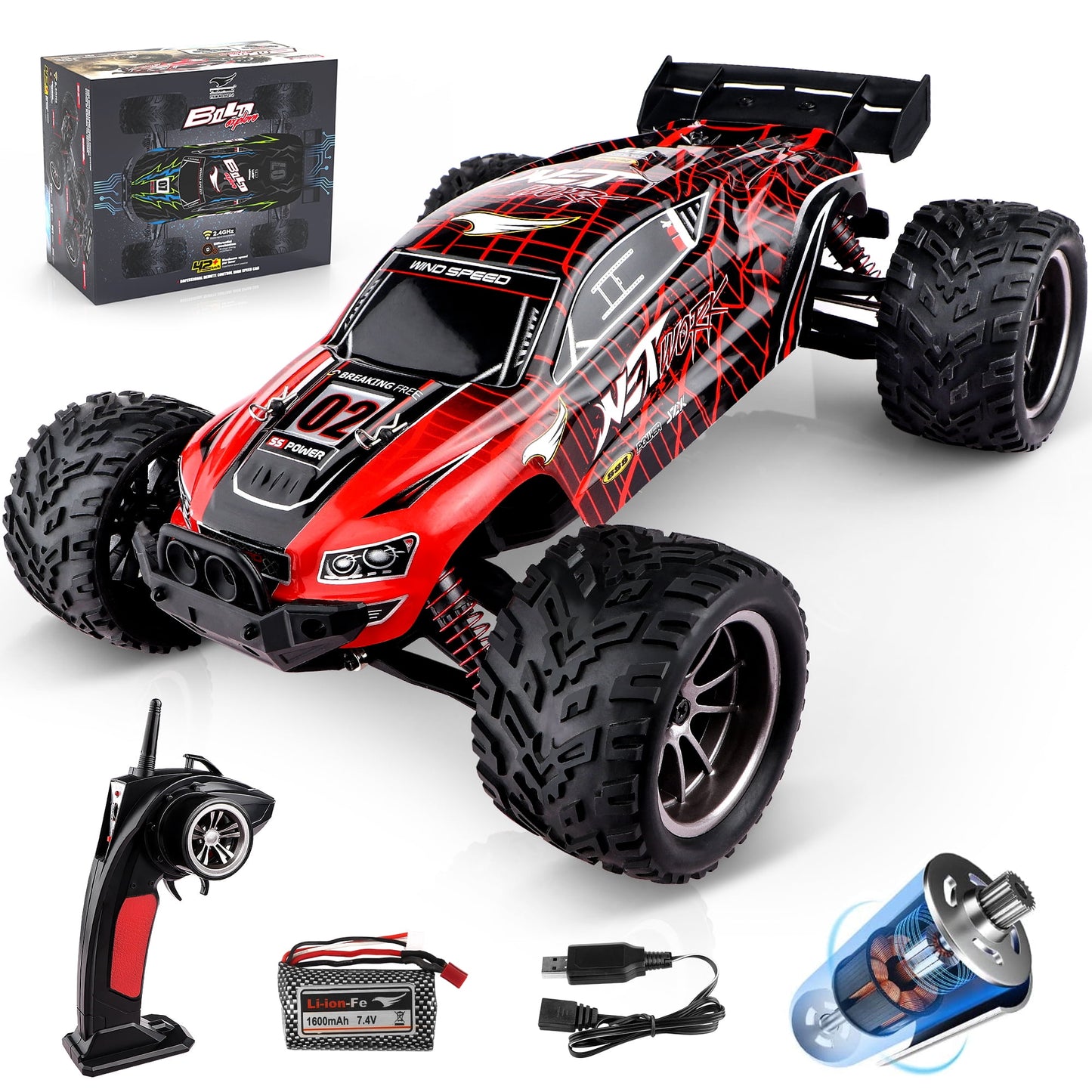 RC Cars Kids Large Remote Control Car 1/12 Scale High Speed Waterproof RC Car for Adults Boys