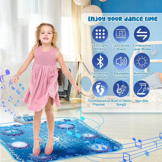 Dance Mat, Dance Pad Game Toys for Kids Girl 3 4 5 6 7 8+ Year Old, Frozen Theme Dance Floor, Girls Birthday Christmas Gifts for Kids Toddlers.