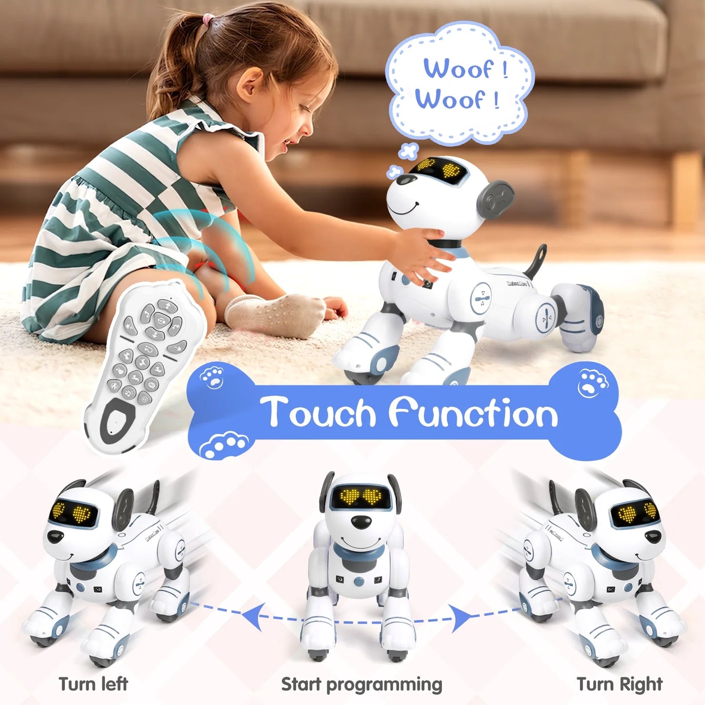 Remote Control Robot Dog Toys for Kids Toddlers 3 4 5 6+ Years, Smart Robot Pet Toys, Birthday Christmas Gifts for Girls Boys 3-8 Years.(Blue)