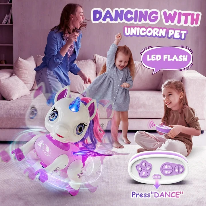 Girls Unicorn Toy, Kids Robot Pets, Remote Control Robot Toy for 3 4 5 6+ Years Old, Birthday Christmas Gift for 2-4 5-8 Years, STEM Toy Program Treats, Dancing Robot Unicorn Kids Toy Purple.