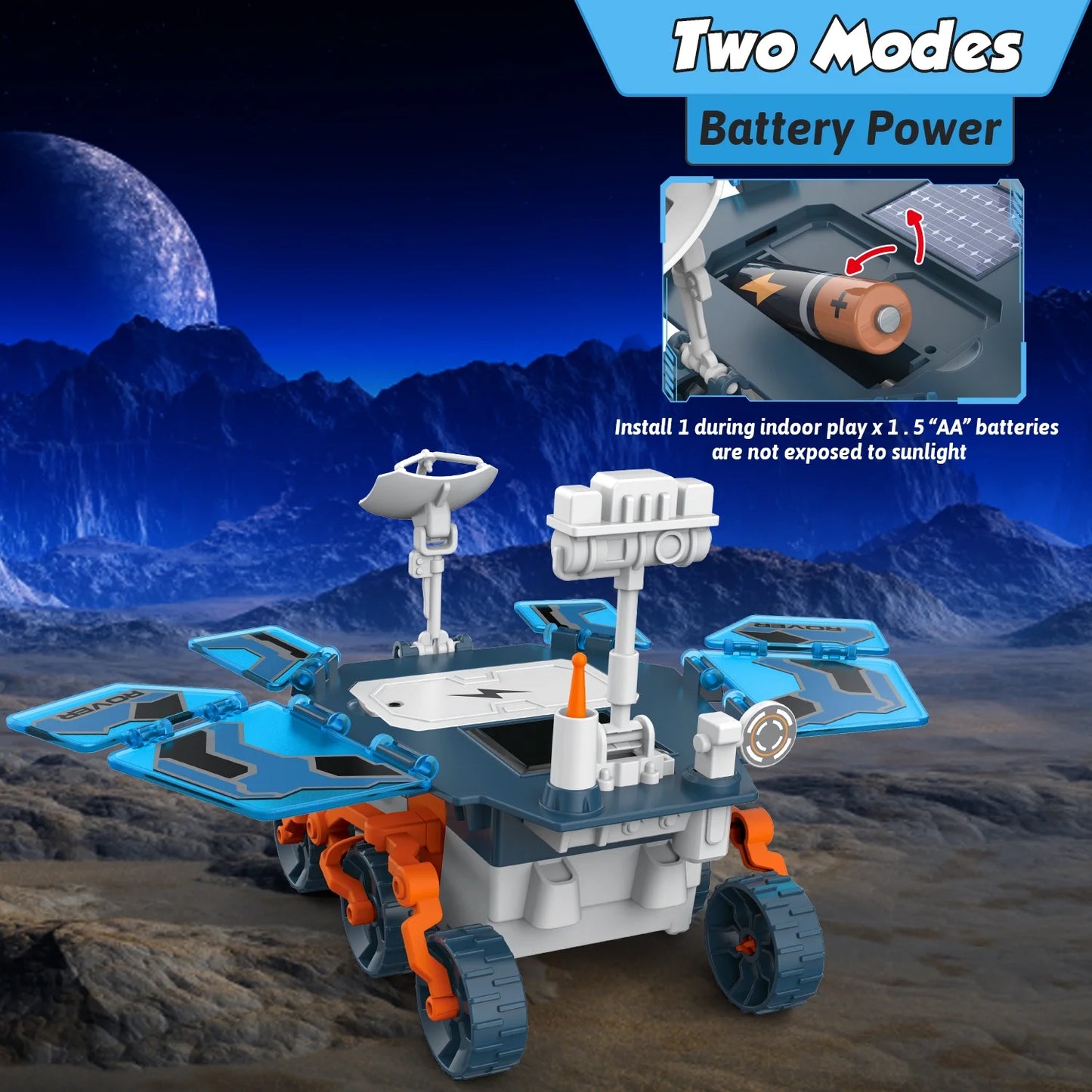 Solar Robot Kit, Mars Rover Set STEM Educational Toys for Boys 8-13 Years, Kids/Toddlers Science Building Kit Birthday Christmas Gift for Boys 8 9 10 11 12 13+ Years.(Blue)