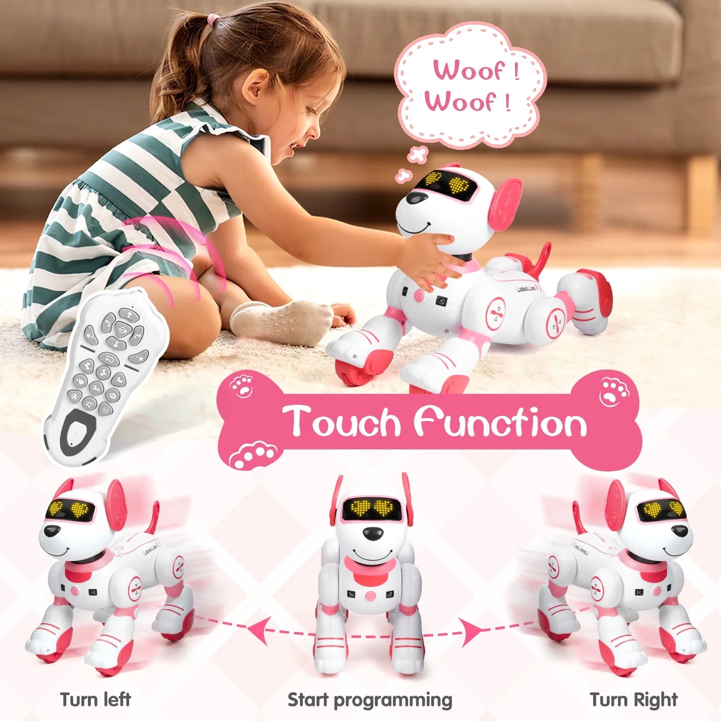 Remote Control Robot Dog Toys for Kids Toddlers 3 4 5 6+ Years, Smart Robot Pet Toys, Birthday Christmas Gifts for Girls Boys 3-8 Years.