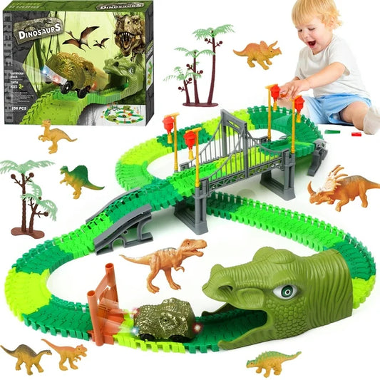 Dinosaur Toys,Create A Dinosaur World Road Race,Flexible Track Playset