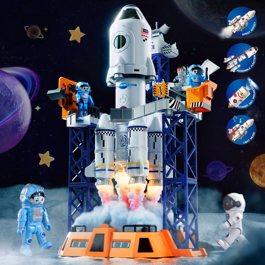 Freecat Space Shuttle Toys for 3 4 5 6 7 8 Years Old Boys Kids, Rocket Launcher Space Toy, STEM Building Spaceship Kit Toys, Educational Birthday Gift for Kids Age 3+