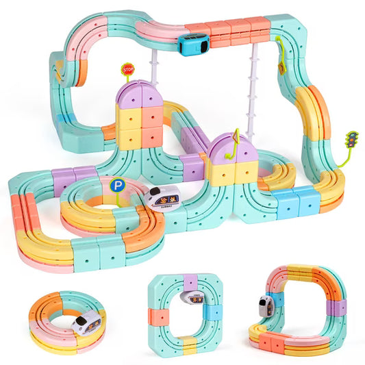 134PCS Electric Train Set for Kids Ages 3 4 5 6 7, Colorful Train Toys with Flexible Track, STEM Building Toys, Girls Toys Christmas Birthday Gift.