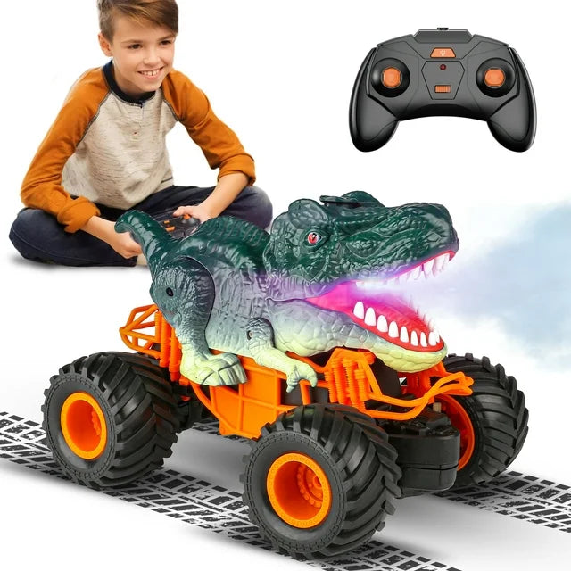 2.4Ghz RC Dinosaur Truck Toys for Toddlers, Electric RC Car Toys with Light & Sound Spray Function for 3 4 5 6 7 8 Year olds Kids, Boys Birthday Christmas Gift Toys