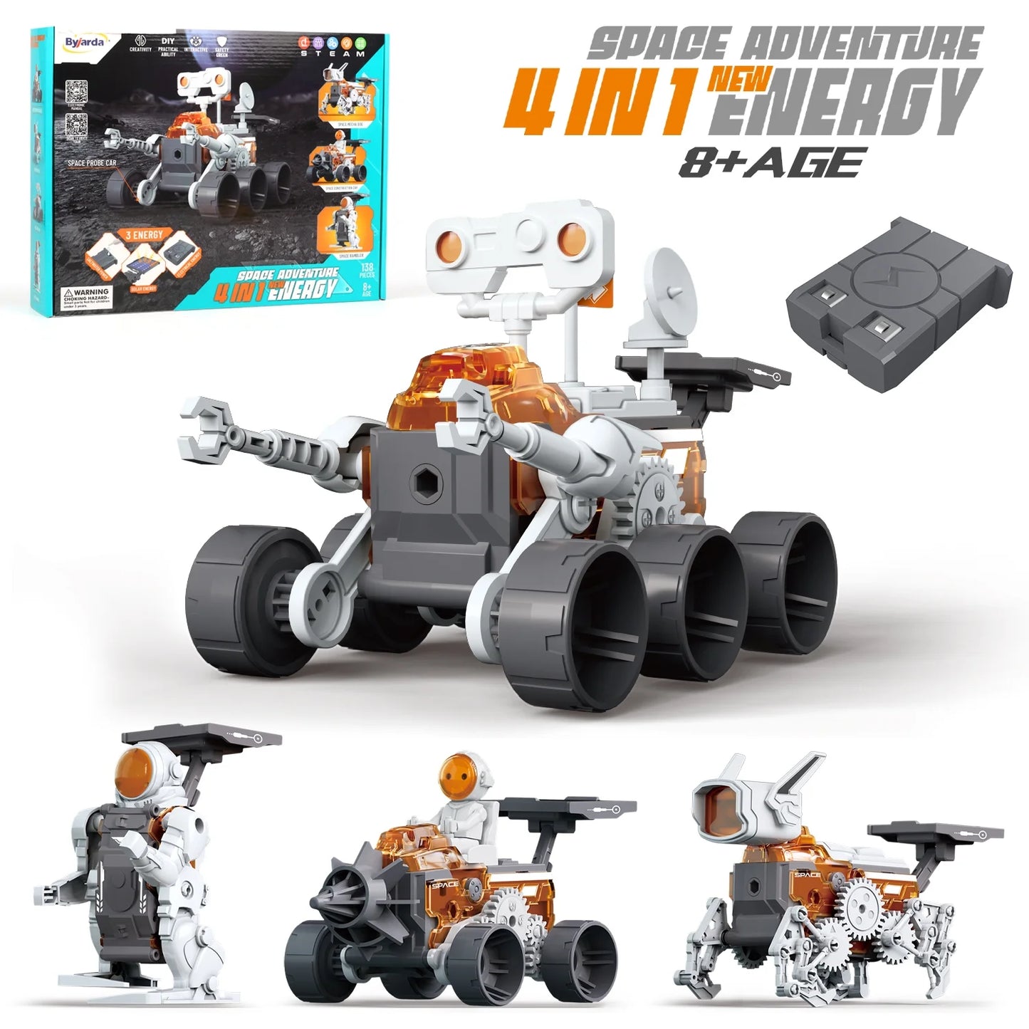 4-in 1 Space Robot Kit for Kids Boys 8-12 Years, STEM Educational Science Kit, Birthday Christmas Gift for Toddler Boys 8 9 10 11 12.