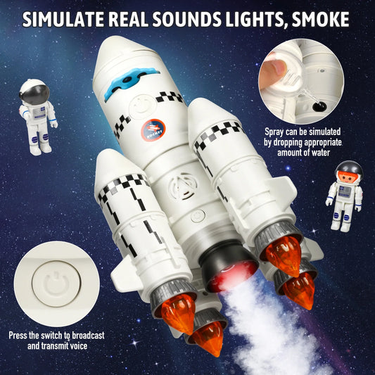 Space Toys, Rocket Ship Toys for Boy Kids 3 4 5 6 7 8 Years, 5-in-1 STEM Science Kit Toys for Boy Ages 3-5, Birthday Christmas Gift for Toddlers Boys, Projection Lamp, Astronaut Toys Model