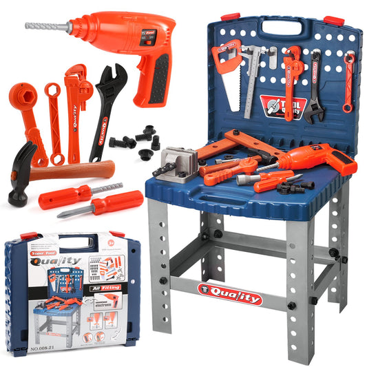 Kids Tool Set, Toddler Workbench Toys for Boys 3 4 5 6 Years, Realistic Tools & Electric Drill Construction STEM Toys Birthday Christmas Gift for Kids Toddler Boys Ages 3 to 6 Years.