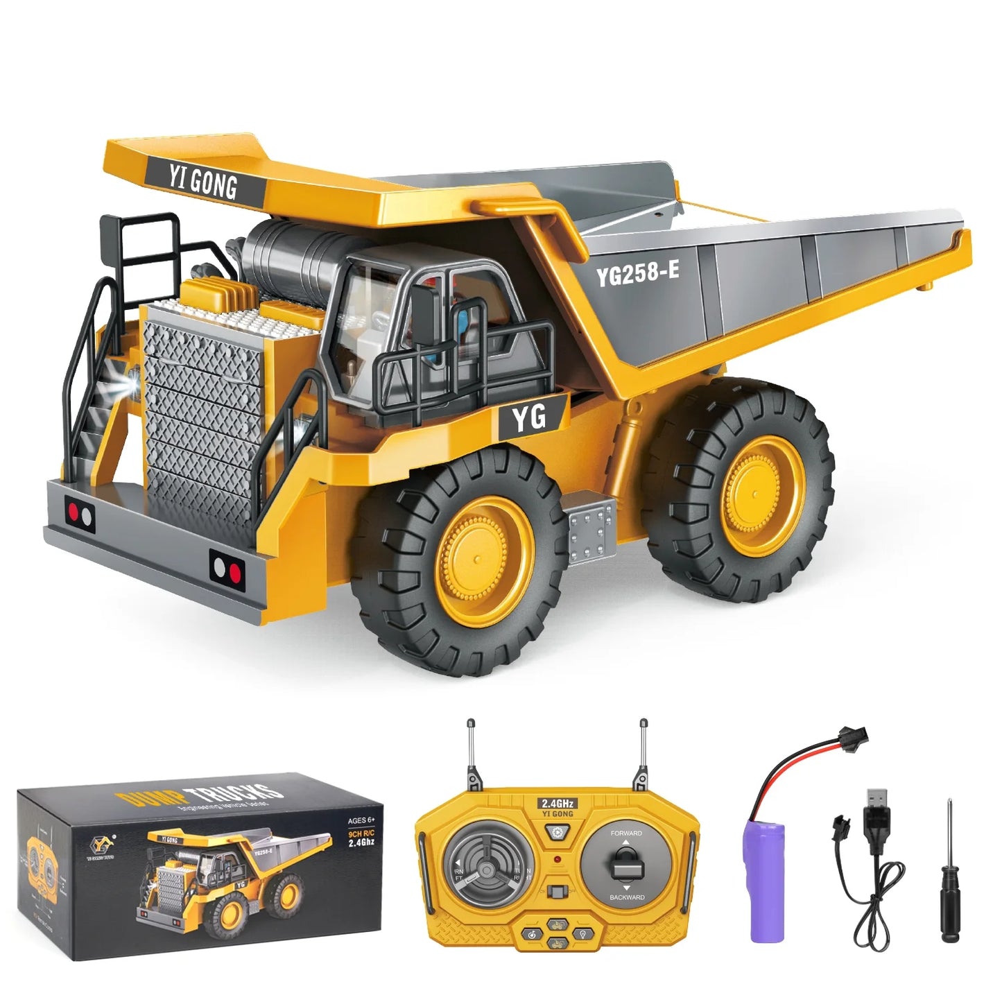 Remote Control Dump Truck, 1:20 Remote control trucks for kids boys 8-12, RC Construction Vehicles Toys W/Light Sound, Birthday Christmas Gifts for Boys Ages 3 4 5 6 7 8+.