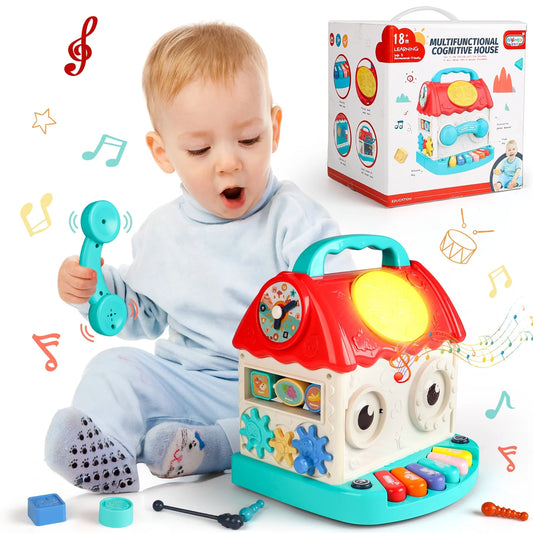 Toys for Babies Girls Boys Ages 1 2 3 Years, Baby Activity Cube Toys, with Baby Light up Music Drum, Birthday Christmas Early Education Learning Gifts for Baby 12 18 24 Months.