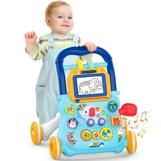 Baby Walker with Wheels, 2-in-1 Baby Walking Toys for 12 18 24+ Months with Drawing Board, Push Toys for Baby Boys Girls Learning to Walk.