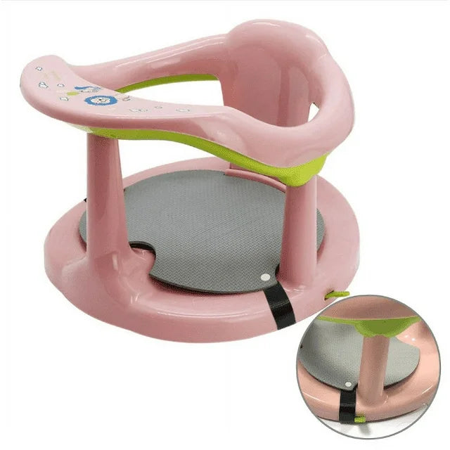 Bath Seat with Non-Slip Mat, Bath Tub Chair with Suction Cups, Bath Tools Gift for Toddlers 6 9 12 18 Months,Pink.