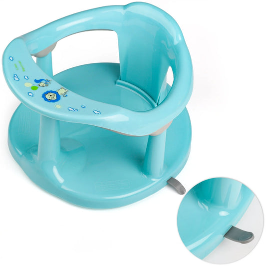 Bath Seat with Non-Slip Mat, Bath Tub Chair with Suction Cups, Gift for Toddlers 6 9 12 18 Months, Light Blue.