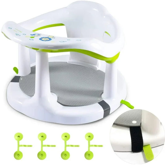 Bath Seat with Non-Slip Mat, Bath Tub Chair with Suction Cups for 6 9 12 18 Months,White.