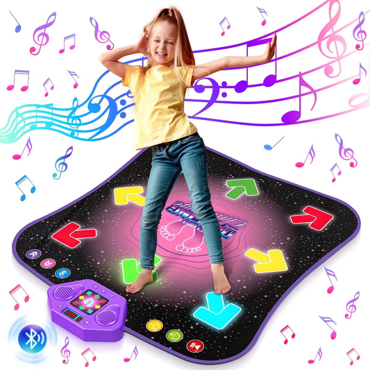 Freecat Dance Mat, Light up Dance Pad Game Toys for Girl Ages 3 4 5 6 7 8+ Year Old Birthday Christmas Gifts, Dance Mixer Rhythm Step Play Mat for Kids Toddler Girls.