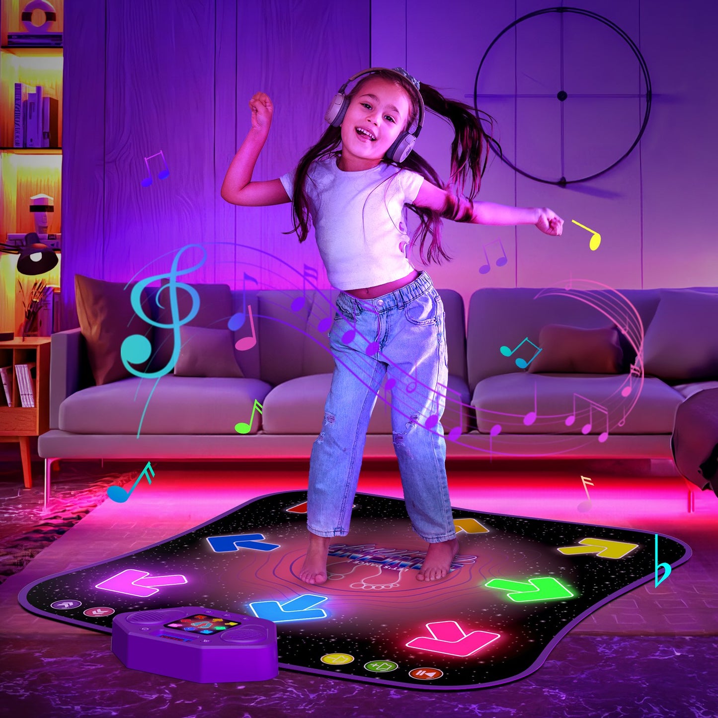 Freecat Dance Mat, Light up Dance Pad Game Toys for Girl Ages 3 4 5 6 7 8+ Year Old Birthday Christmas Gifts, Dance Mixer Rhythm Step Play Mat for Kids Toddler Girls.