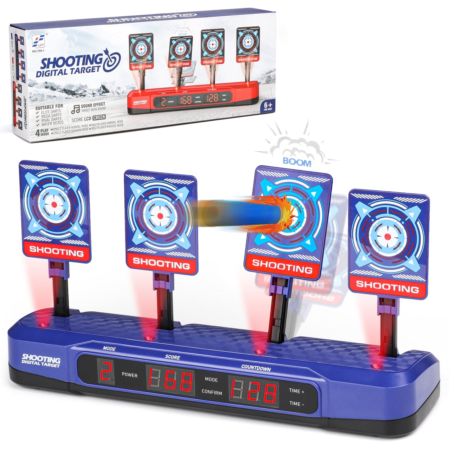 Electronic Shooting Target for Nerf, 4 Shooting Target Scoring Auto Reset Digital Targets, Gift Toy for Kids Boys & Girls Age 3+