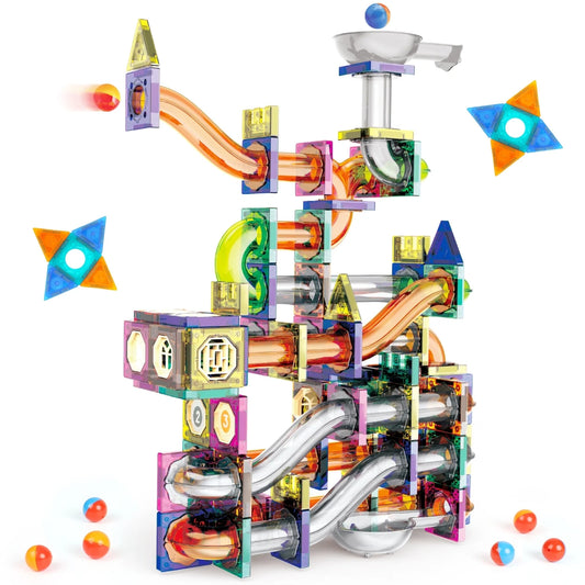 209 Pieces Magnetic Block, Marble Run Toy Set for Kids Toddlers 3 4 5 6 7 8 Years, STEM Building Block Construction Toys for Boys Girls, Birthday Christmas Gifts.