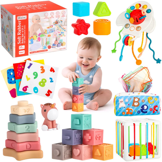 Baby Toys for 6 12 Months, 6 in 1 Montessori Toys for 6-12-18 Months, Learning Gifts for Baby Girls Boys, Christmas Birthday Gift.