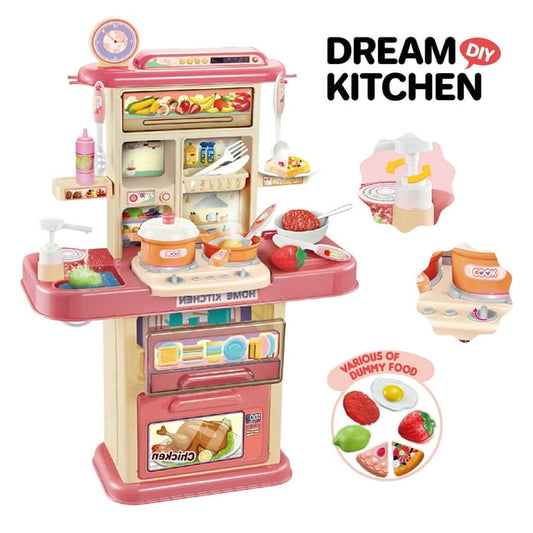 Play Kitchen Playset,Pretend Play Toys for Boys and Girls, Kitchen Toys with Realistic Lights&Sounds, Play Sink, Pretend Play Food for 2 3 4 5 6 Year-Old Kids